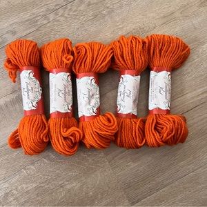 5 PCs Dritz Needlepoint‎ Yarns Threads 100% Virgin Wool Mothproofed Orange NOS